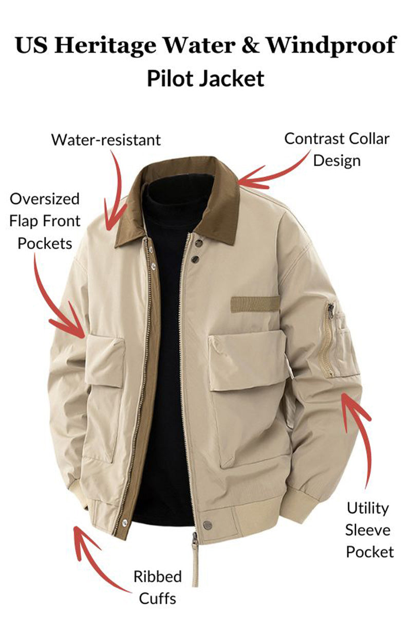 US Heritage Waterproof and Windproof Pilot Jacket Khaki