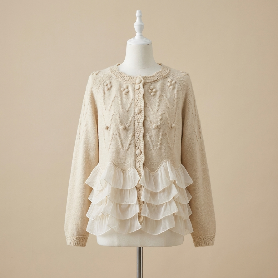 Ruffled Natural Cardigan – Bild 1