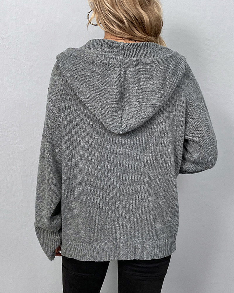 Mia | Damen Cardigan mit Kapuze mit Knöpfe – Bild 3
