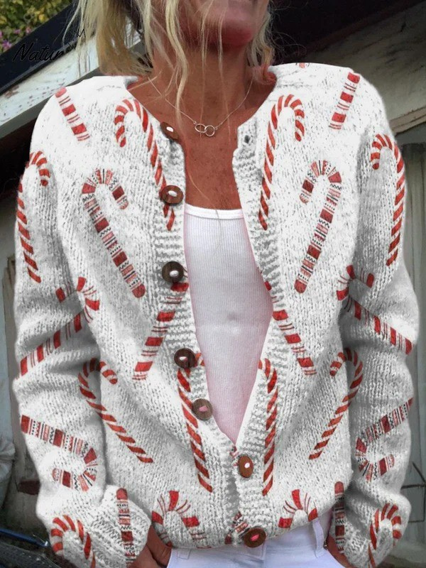Cardigan mit Zuckerstangen-Print – Bild 1