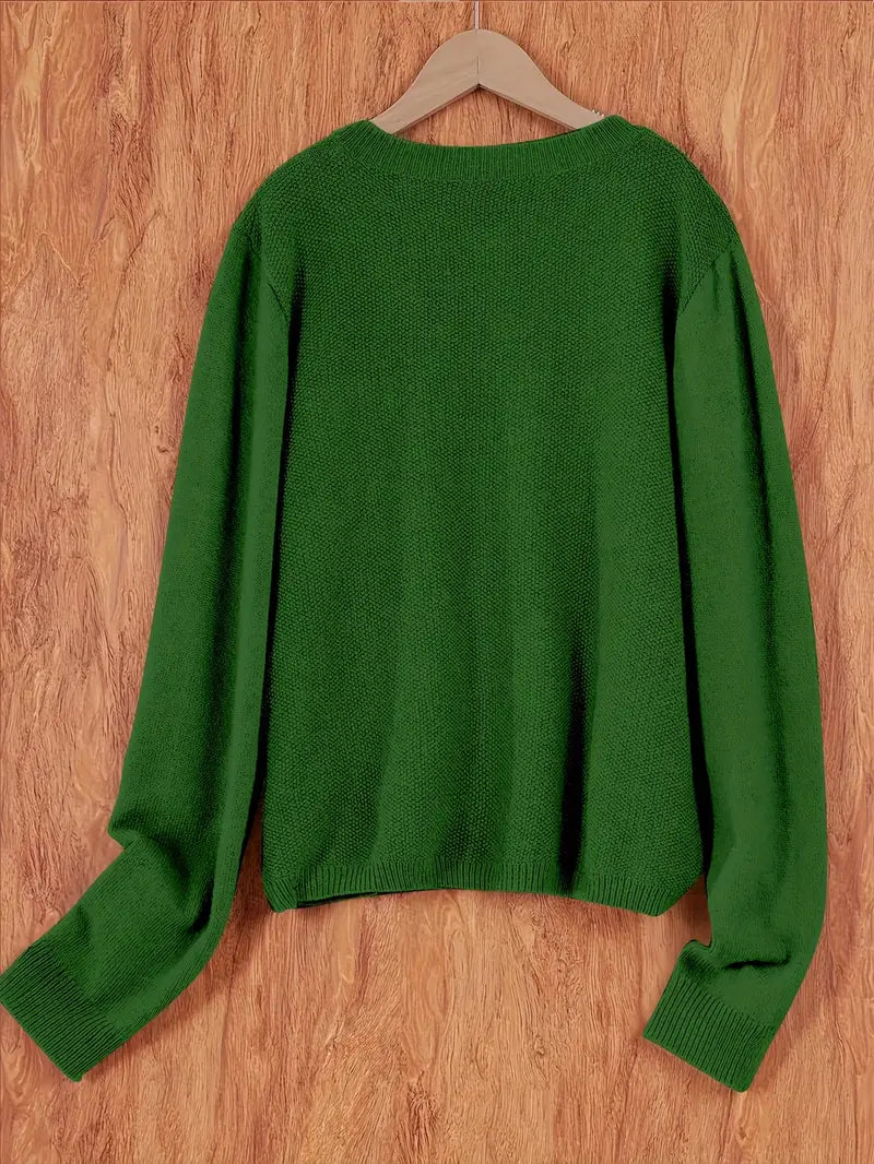 Eugenia | Damen crew-neck Cardigan mit Knöpfe und Tasche – Bild 5