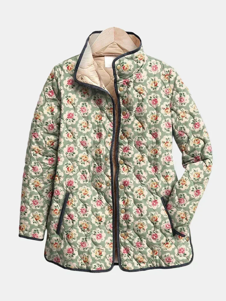Aveline – Steppjacke mit Vintage-Kunstdruck – Ansicht 1