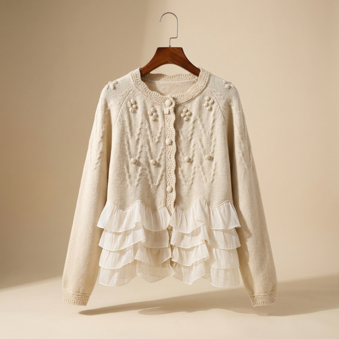 Ruffled Natural Cardigan – Bild 5