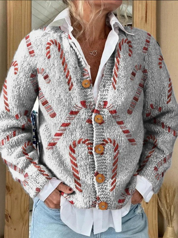 Cardigan mit Zuckerstangen-Print – Bild 2