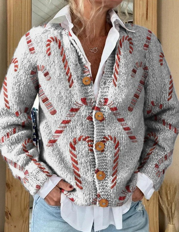 Cardigan mit Zuckerstangen-Print – Bild 2