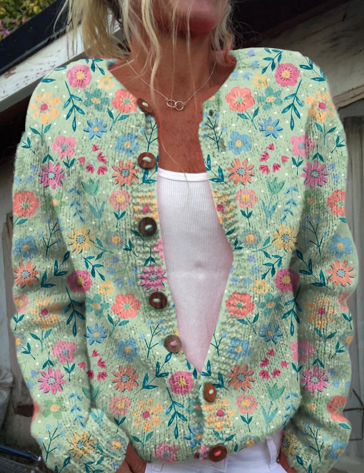 Cardigan mit Sommerwiesen-Print – Bild 2