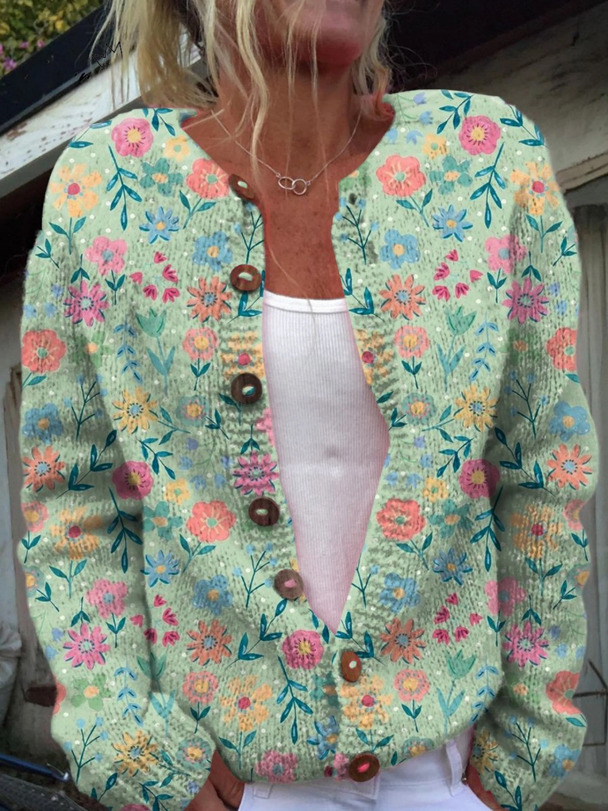 Cardigan mit Sommerwiesen-Print – Bild 2
