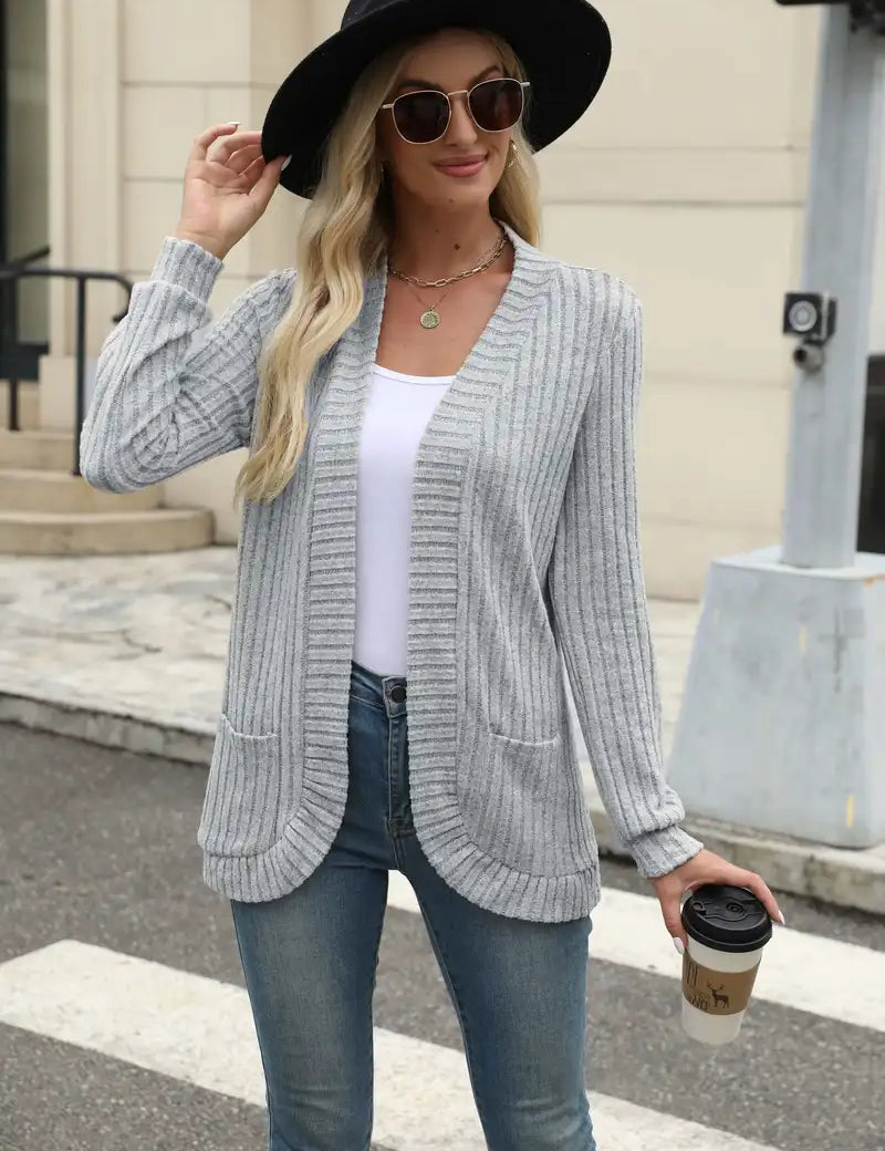 Neva | Eleganter lang-sleeved ribbed-Strickcardigan – Bild 5