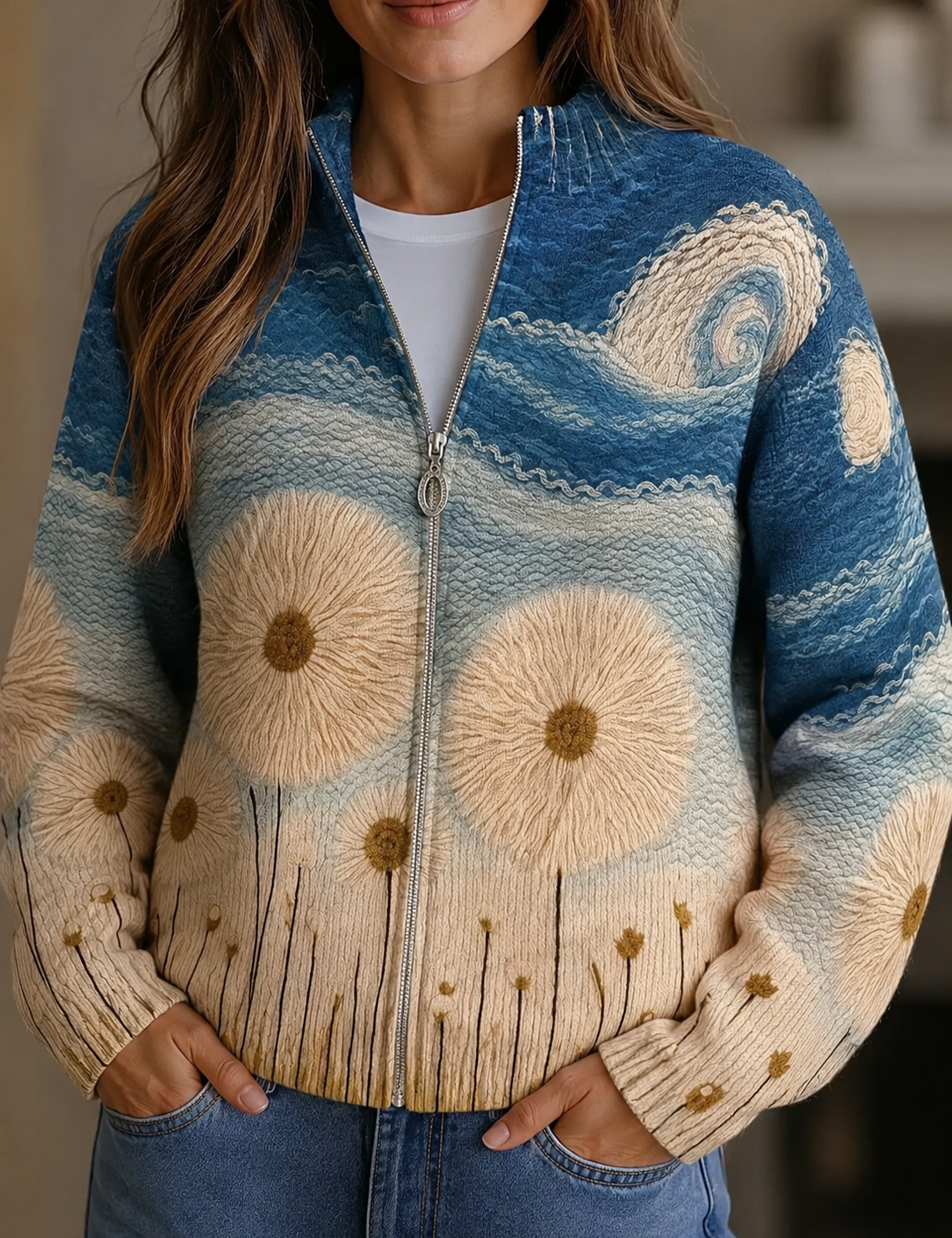Yolanda | Damen quilted Cardigan mit Reißverschluss – Bild 1