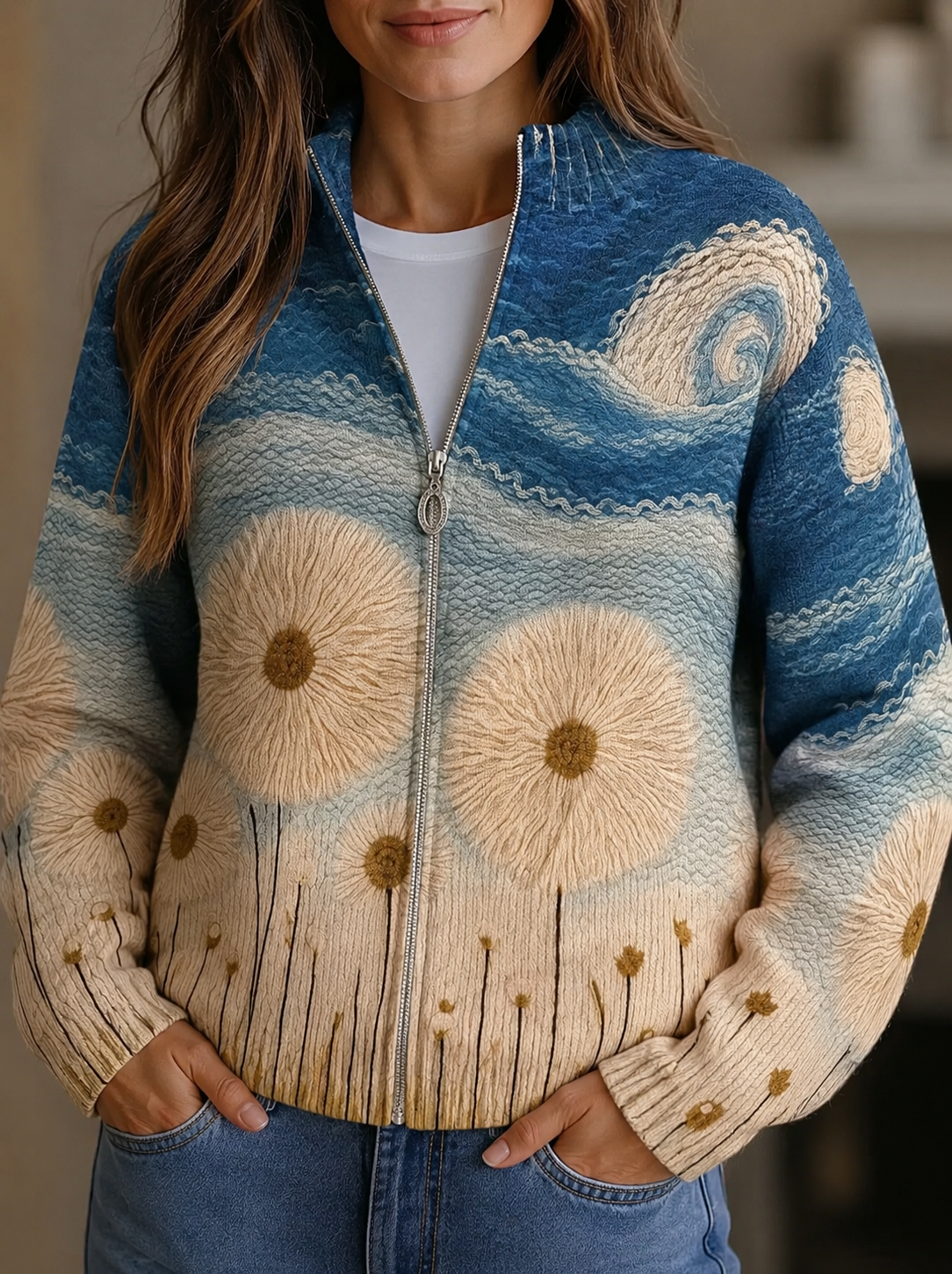 Yolanda | Damen quilted Cardigan mit Reißverschluss – Bild 1