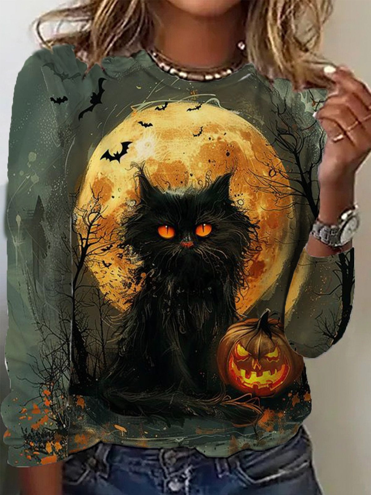 Larissa | Bluse mit Halloween-Motiv – Produktansicht 1