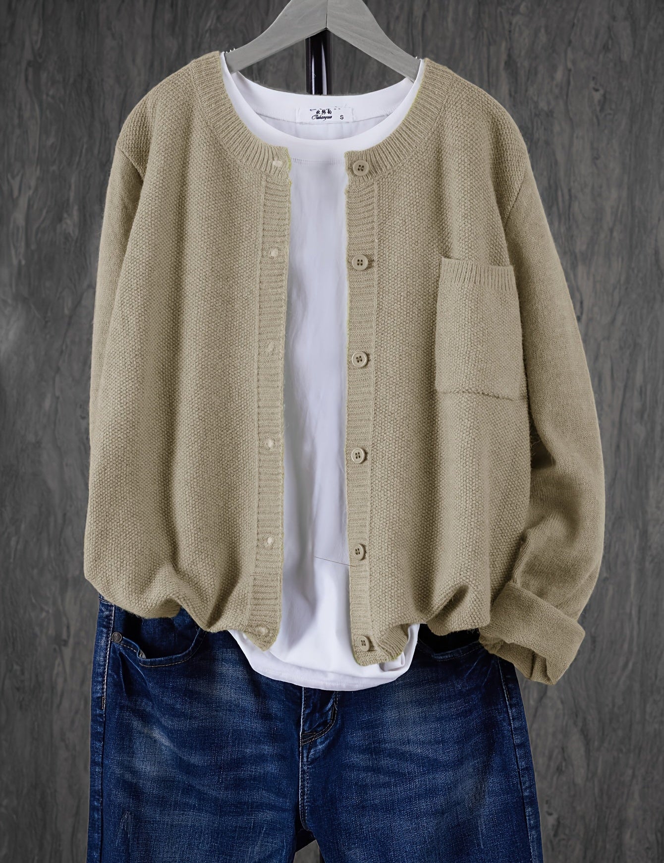 Eugenia | Damen crew-neck Cardigan mit Knöpfe und Tasche – Bild 16