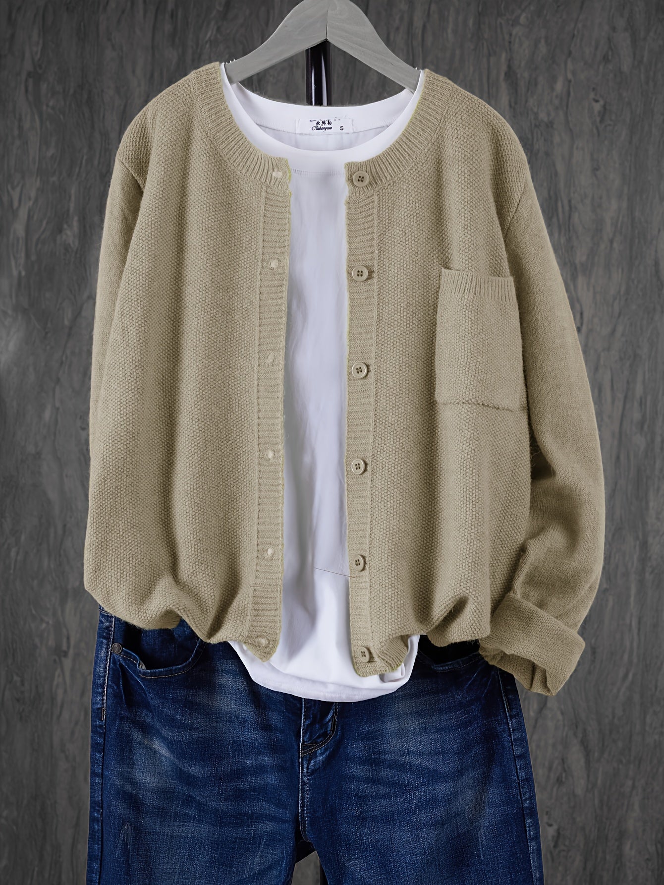 Eugenia | Damen crew-neck Cardigan mit Knöpfe und Tasche – Bild 16