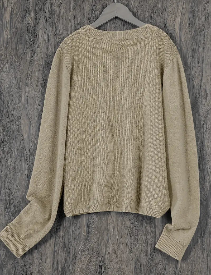 Eugenia | Damen crew-neck Cardigan mit Knöpfe und Tasche – Bild 4