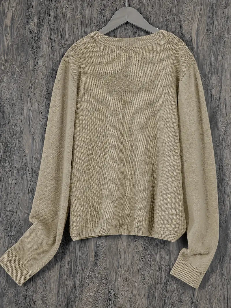 Eugenia | Damen crew-neck Cardigan mit Knöpfe und Tasche – Bild 4