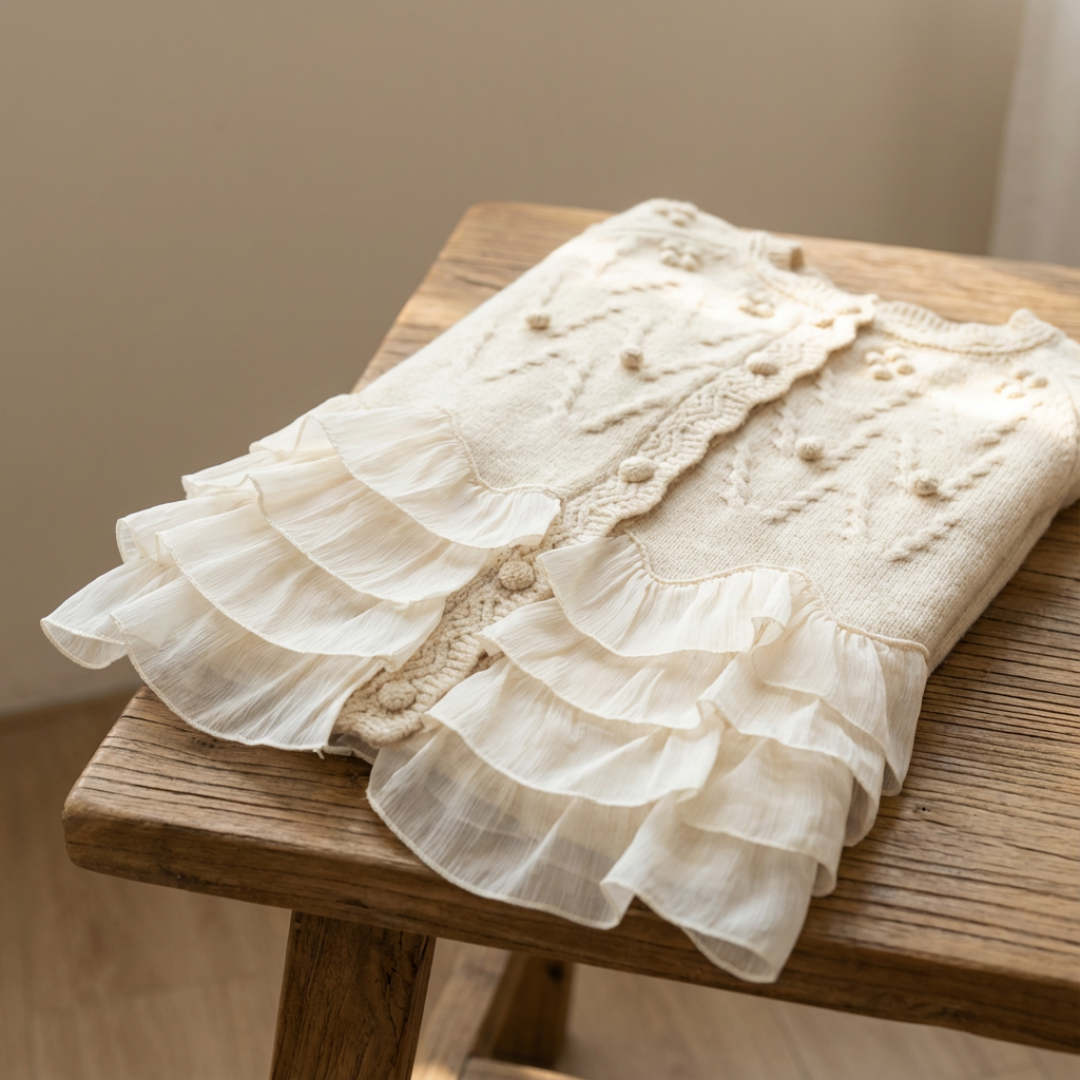 Ruffled Natural Cardigan – Bild 7