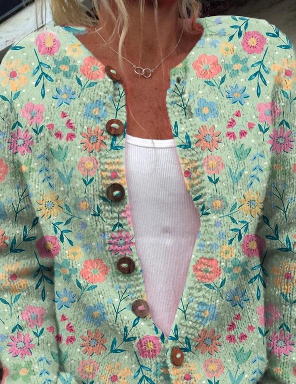 Cardigan mit Sommerwiesen-Print – Bild 1