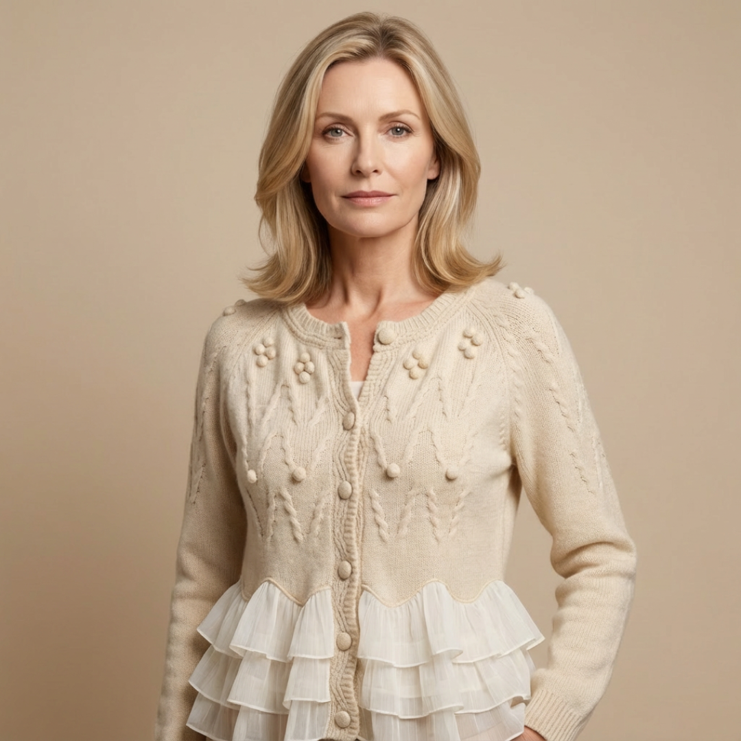 Ruffled Natural Cardigan – Bild 2