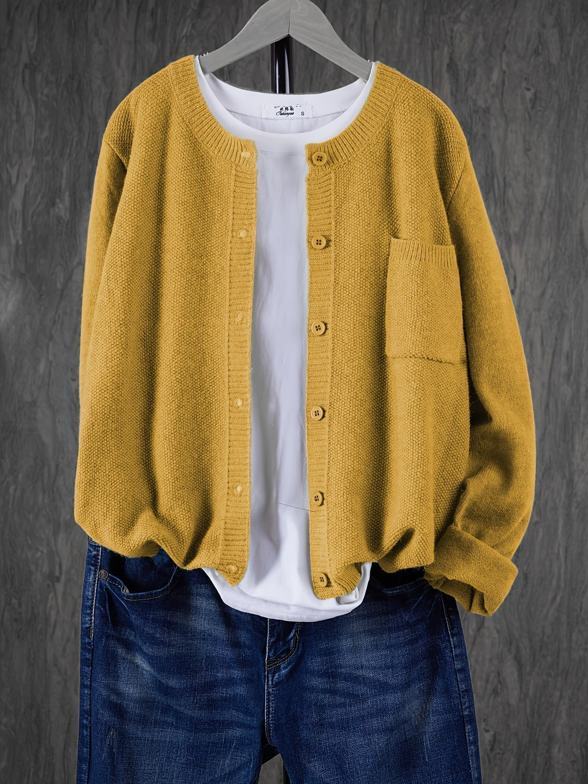 Eugenia | Damen crew-neck Cardigan mit Knöpfe und Tasche – Bild 14