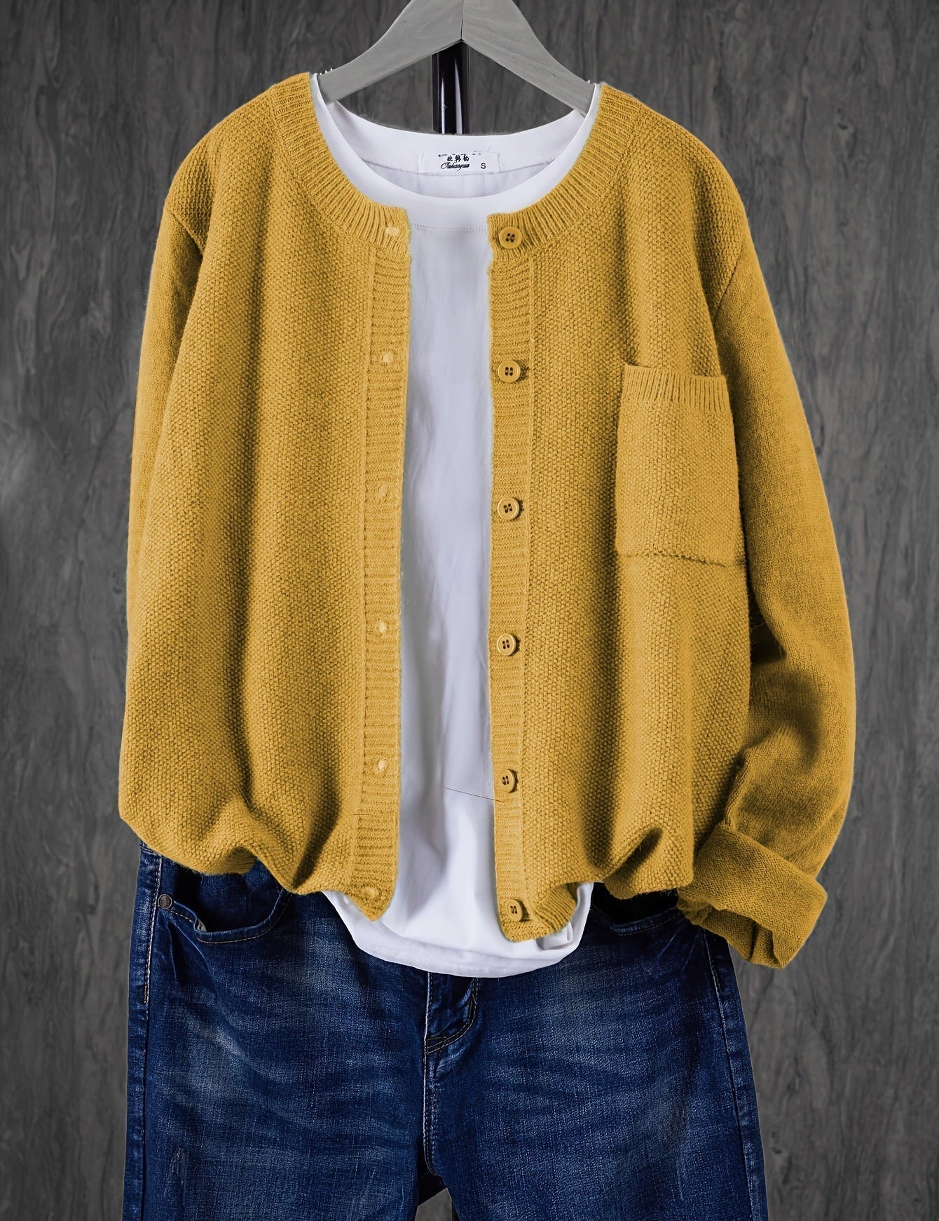 Eugenia | Damen crew-neck Cardigan mit Knöpfe und Tasche – Bild 14