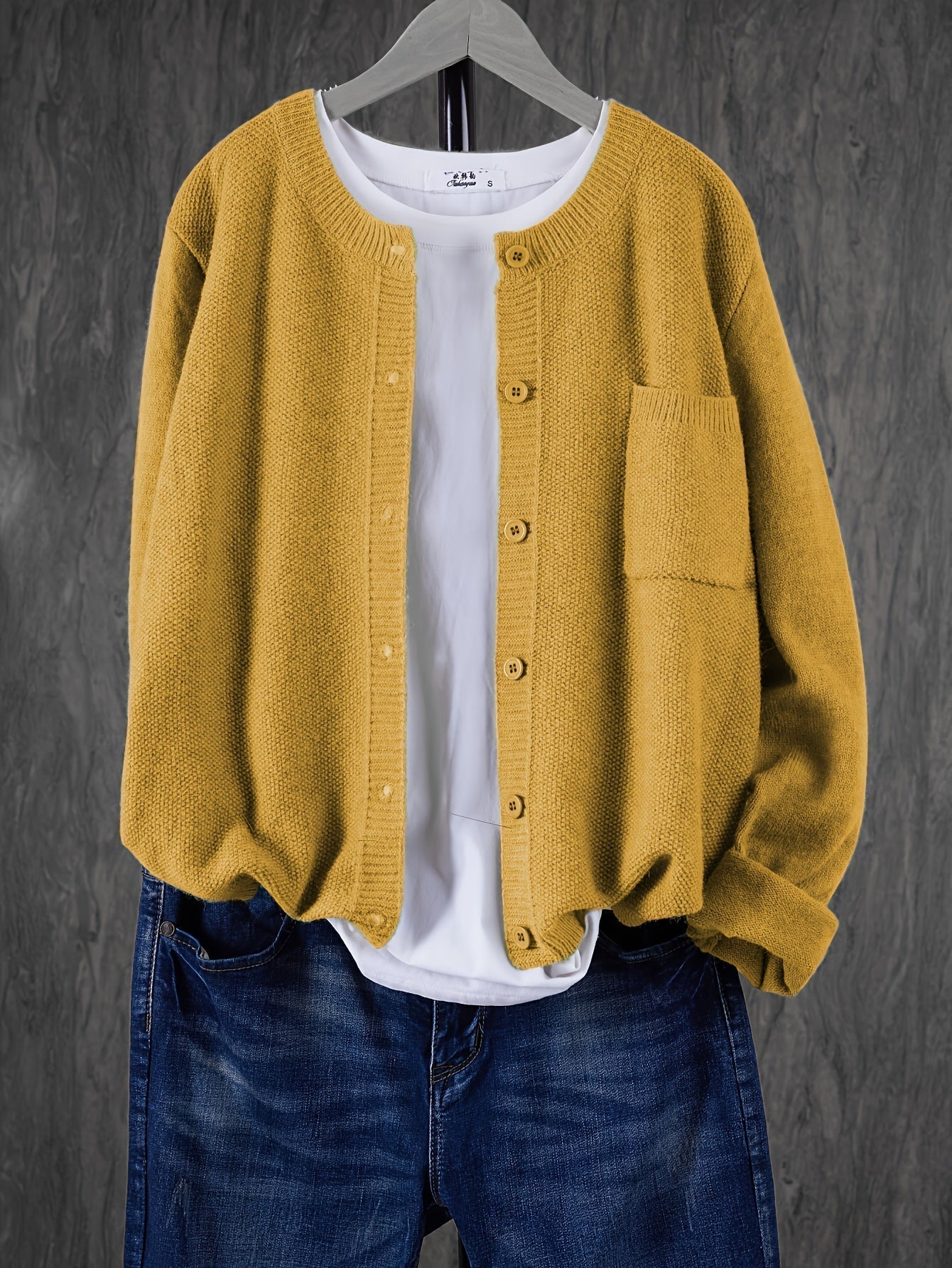 Eugenia | Damen crew-neck Cardigan mit Knöpfe und Tasche – Bild 14