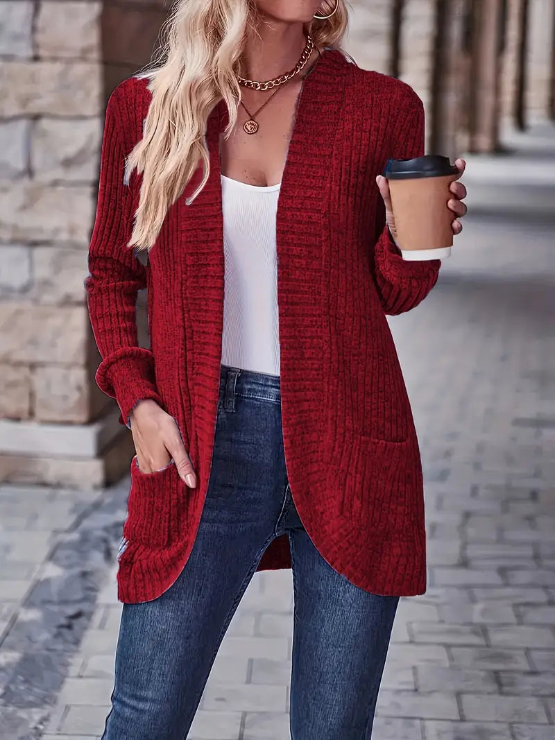 Neva | Eleganter lang-sleeved ribbed-Strickcardigan – Bild 11