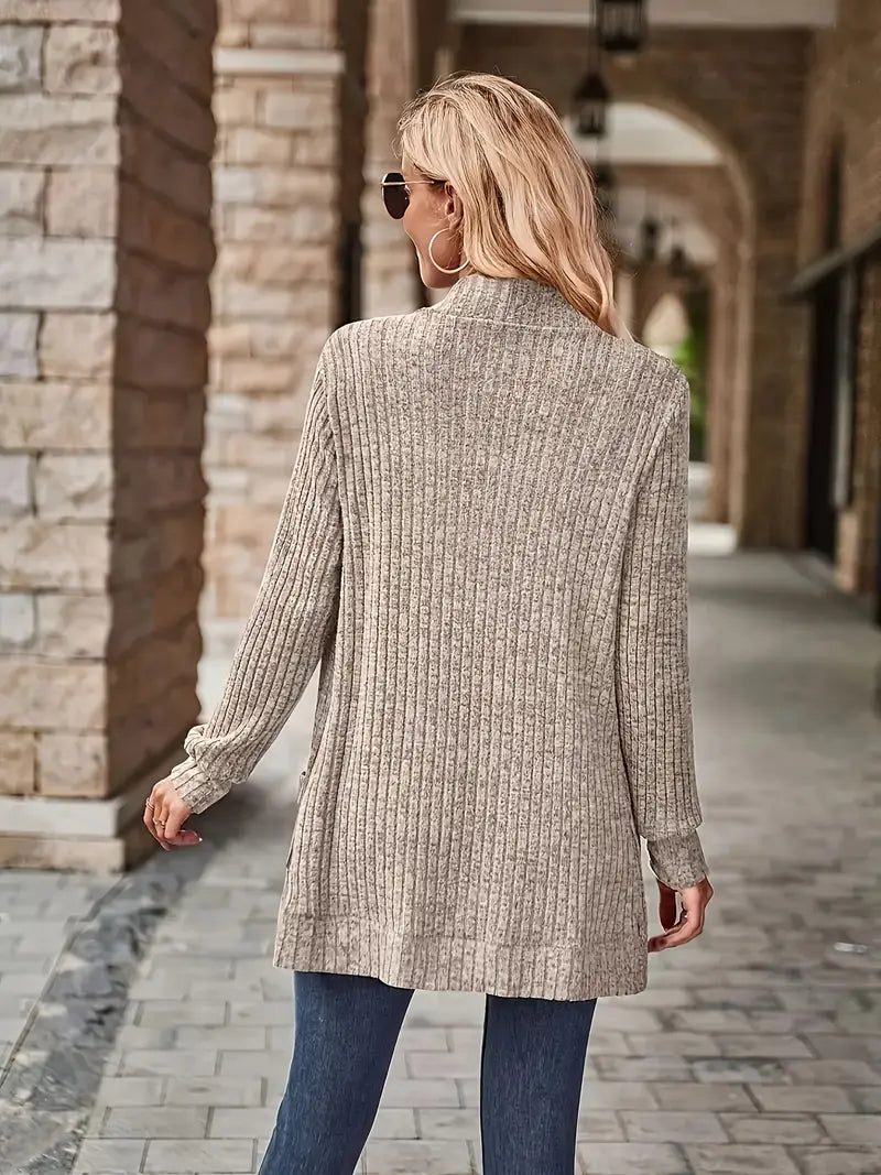 Neva | Eleganter lang-sleeved ribbed-Strickcardigan – Bild 2