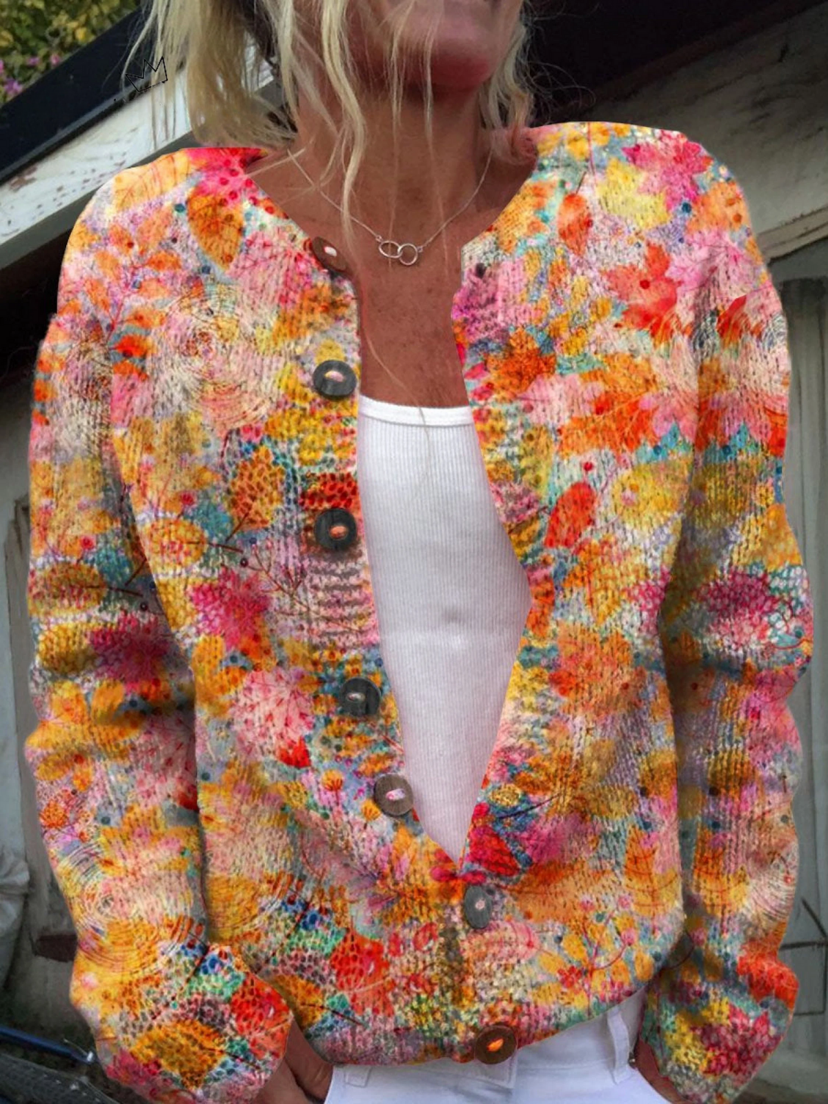Cardigan mit Blumenmuster – Bild 1