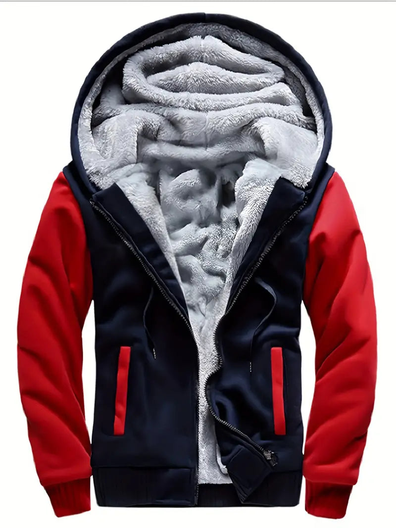 Noah - Warm Men's Fleece Jacket with Hood Graphite Color