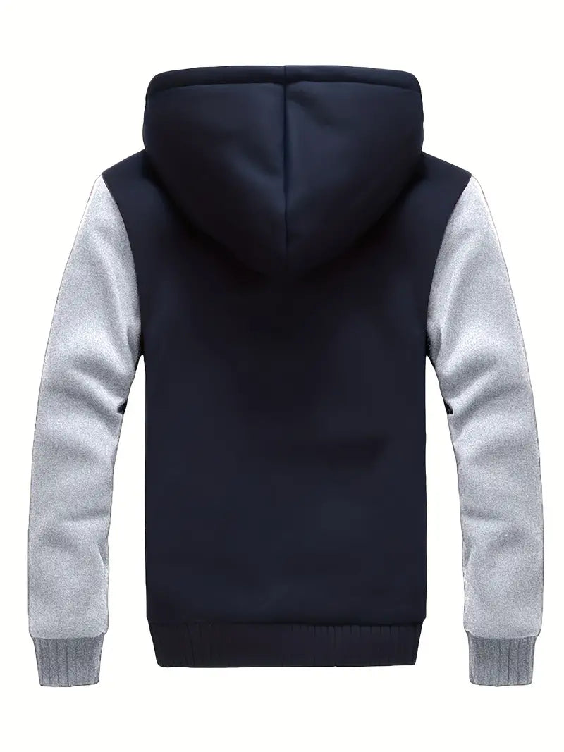 Noah - Warm Men's Fleece Jacket with Hood Schwarz
