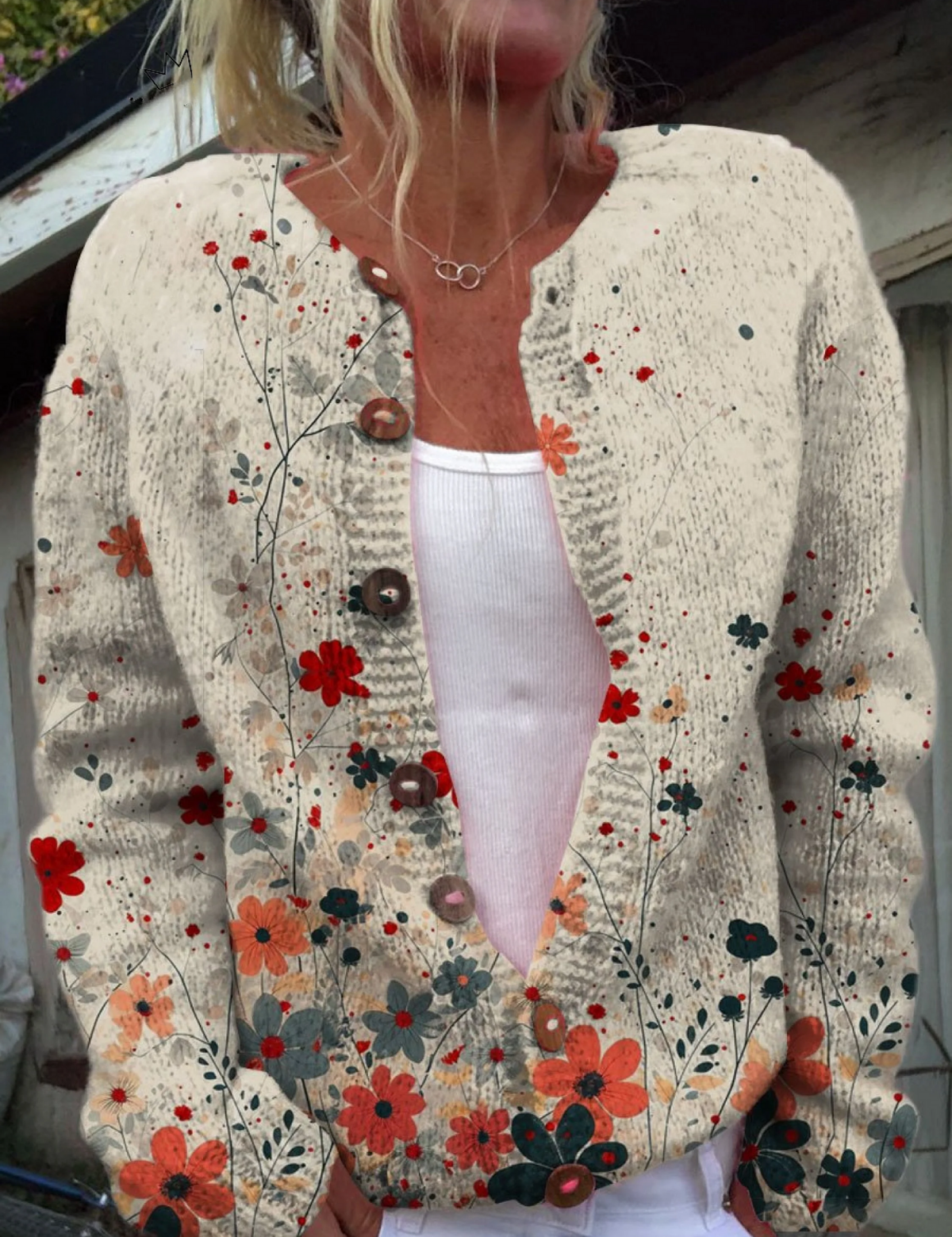Vintage-Cardigan mit Blumenprint – Bild 1