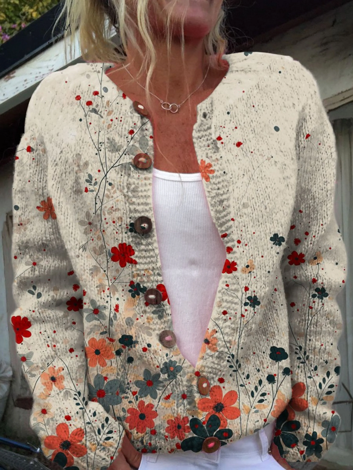 Vintage-Cardigan mit Blumenprint – Bild 1