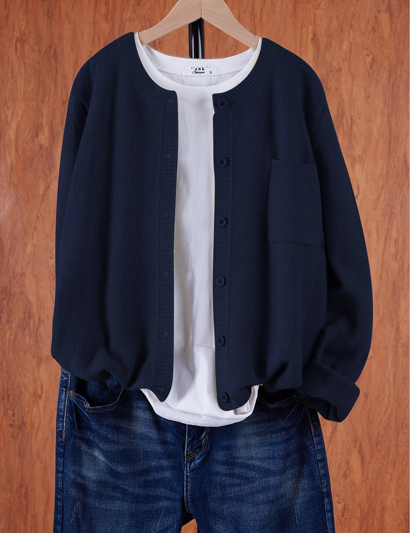 Eugenia | Damen crew-neck Cardigan mit Knöpfe und Tasche – Bild 17