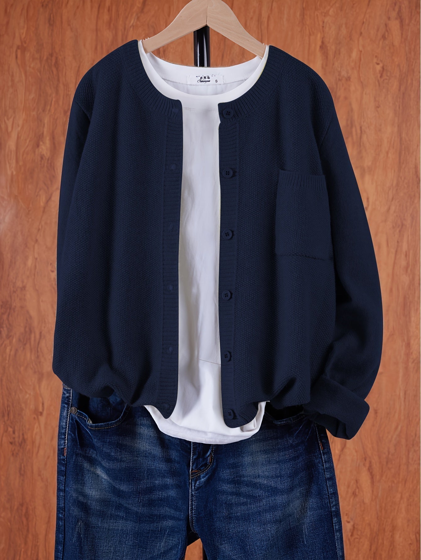 Eugenia | Damen crew-neck Cardigan mit Knöpfe und Tasche – Bild 17