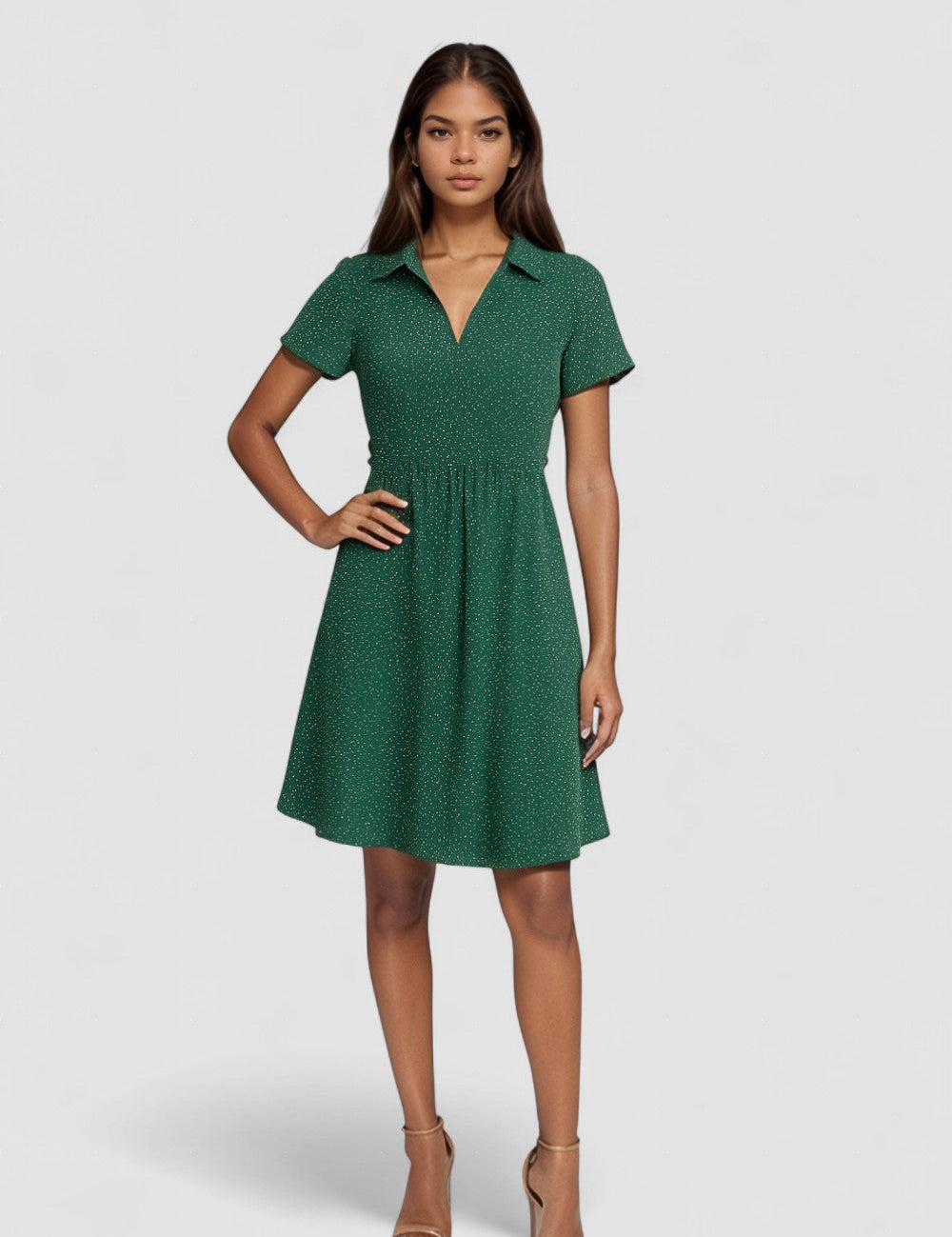 Loredana – Luftiges Kleid mit Tupfen – Grün – Bild 1