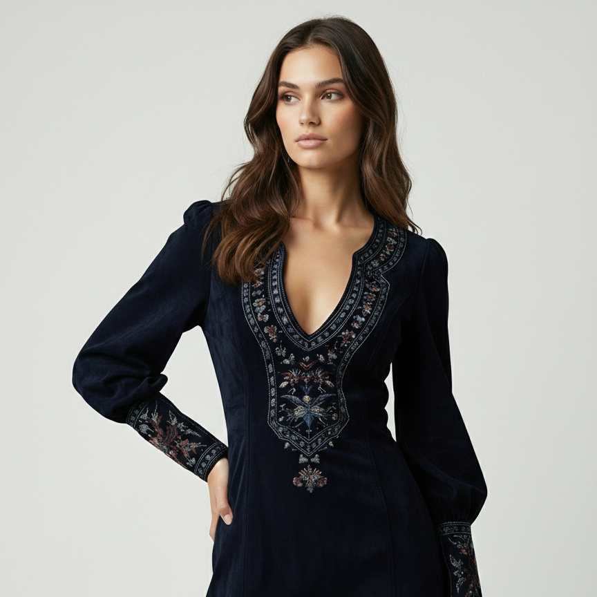 Miruna | Vintage Wildleder Minikleid