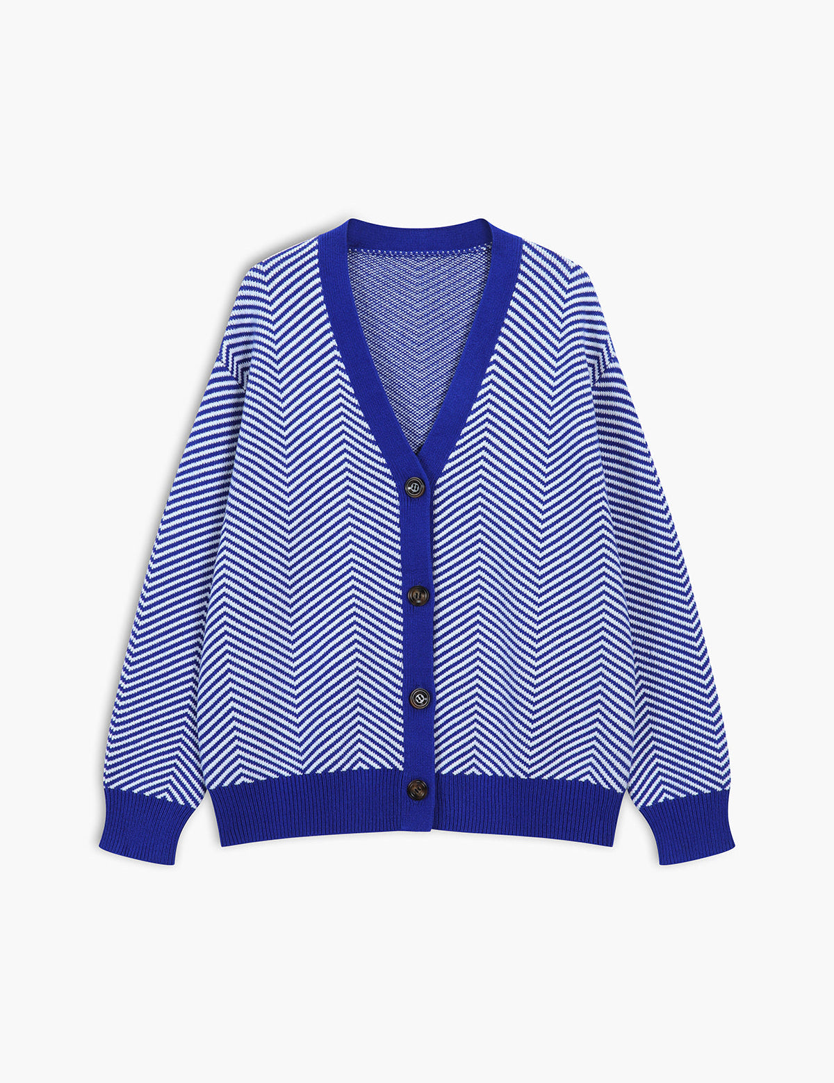 Cardigan mit Knöpfen im Kontrast-Zickzack-Muster
