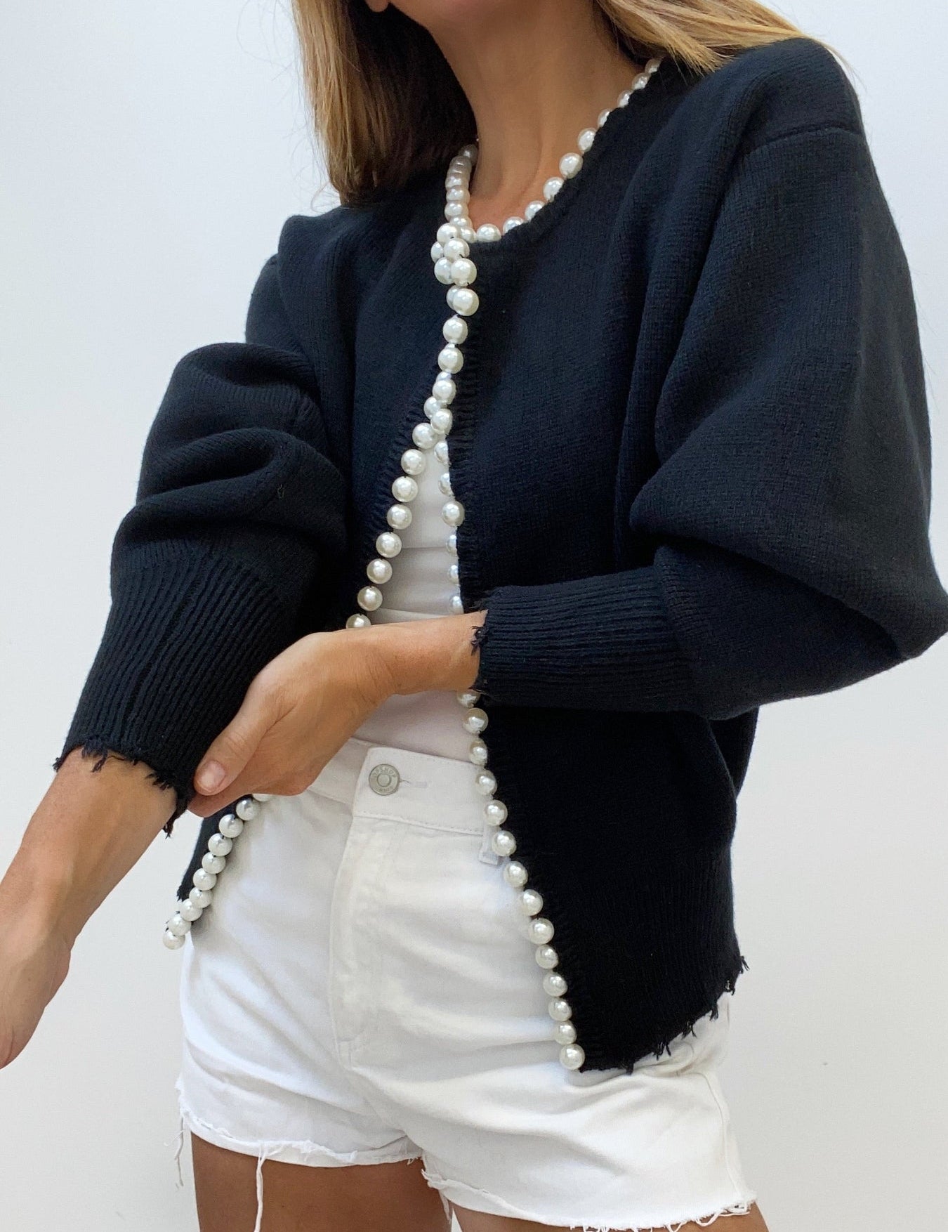 Cardigan mit Perlenborte