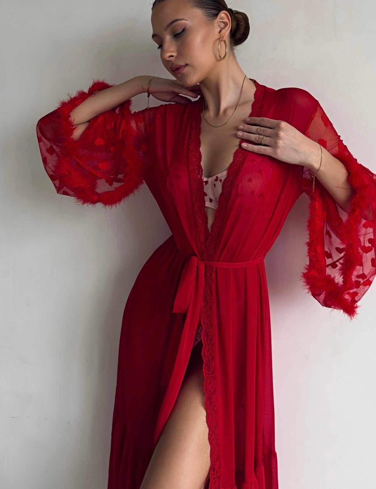 Evelina | Transparenter Spitzenkimono
