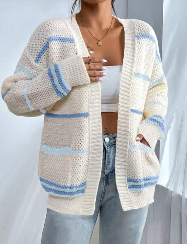 Oversize Strickcardigan - Offener Pullover mit langen Ärmeln