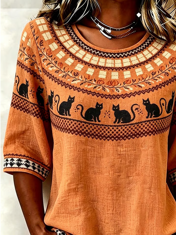 Carla | Bluse mit Halloween-Motiv – Produktansicht 2