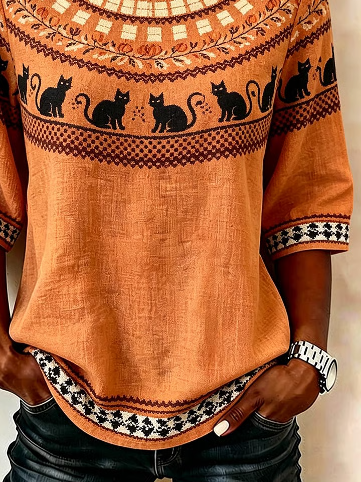 Carla | Bluse mit Halloween-Motiv – Produktansicht 3