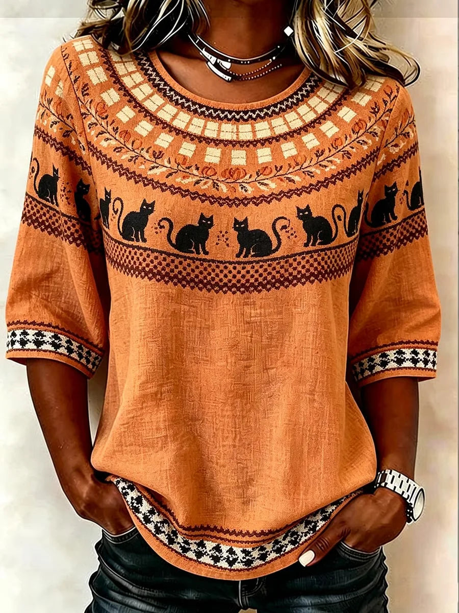Carla | Bluse mit Halloween-Motiv – Produktansicht 1