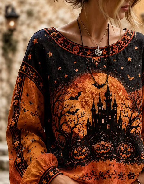 Brielle | Bluse mit Halloween-Motiv – Produktansicht 2
