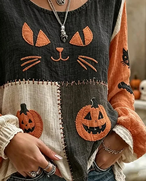 Katherine | Bluse mit Katzenmotiv – Produktansicht 3