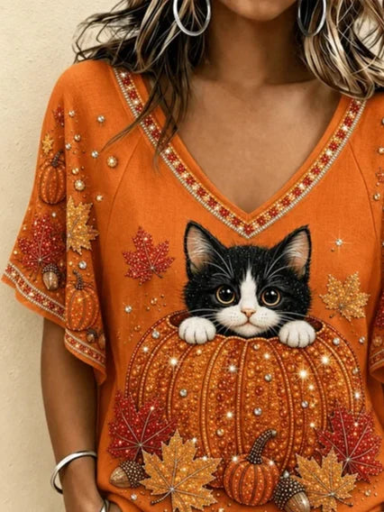 Cora | T-Shirt mit Katzenmotiv – Produktansicht 2