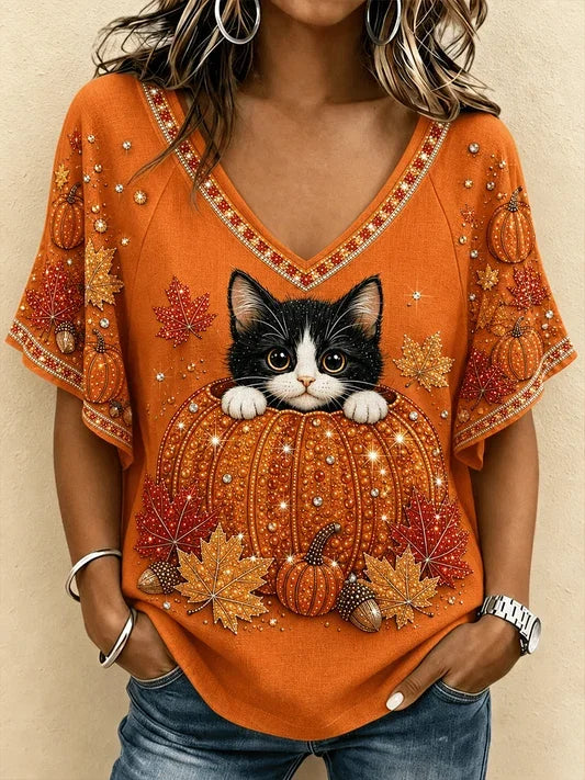 Cora | T-Shirt mit Katzenmotiv – Produktansicht 1