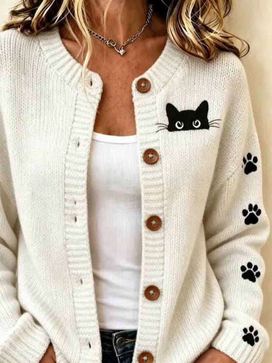 Kathleen | Strickjacke mit Katzenmotiv – Produktansicht 2
