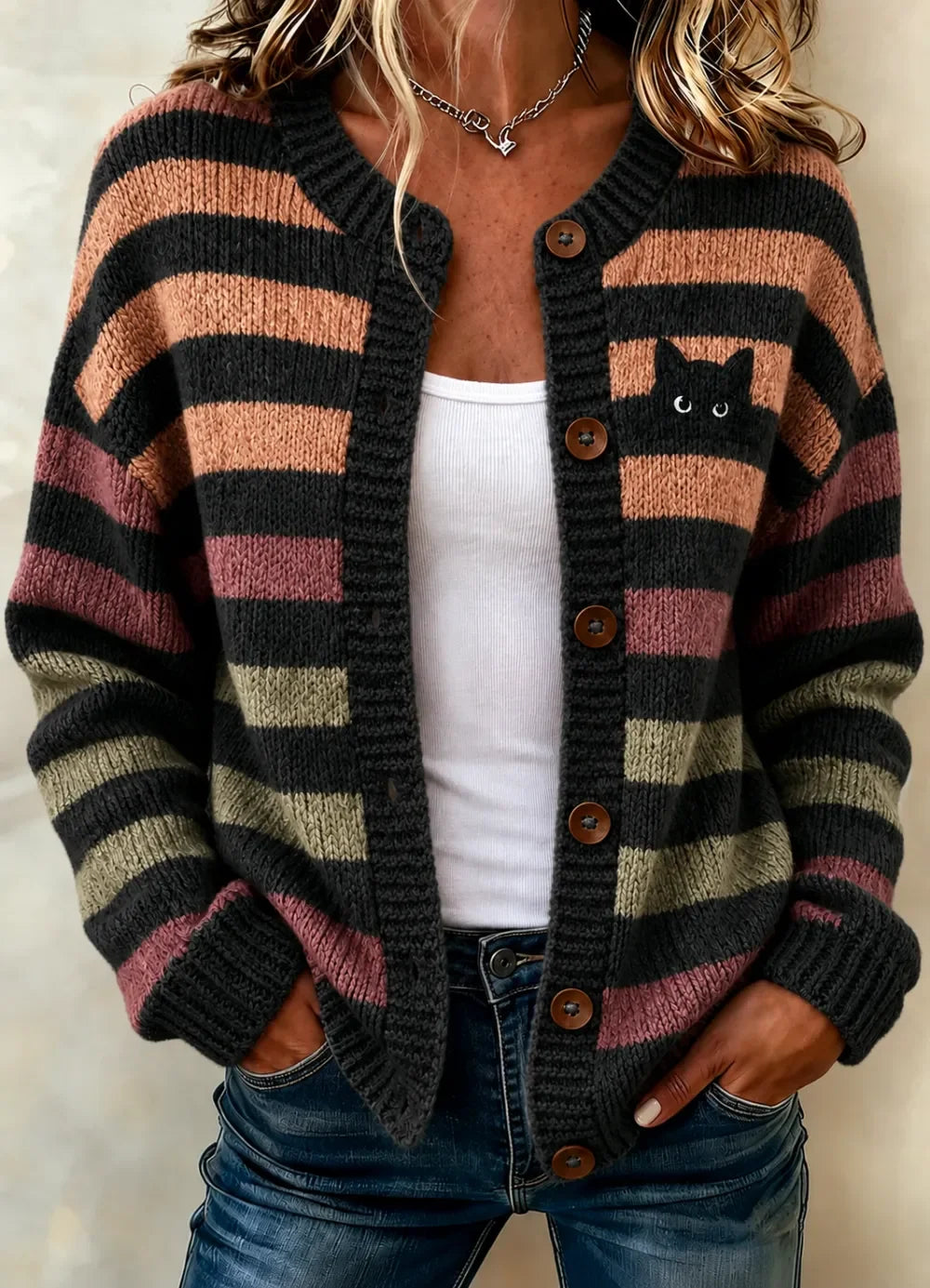 Kendra | Strickjacke mit Streifenmuster – Produktansicht 3