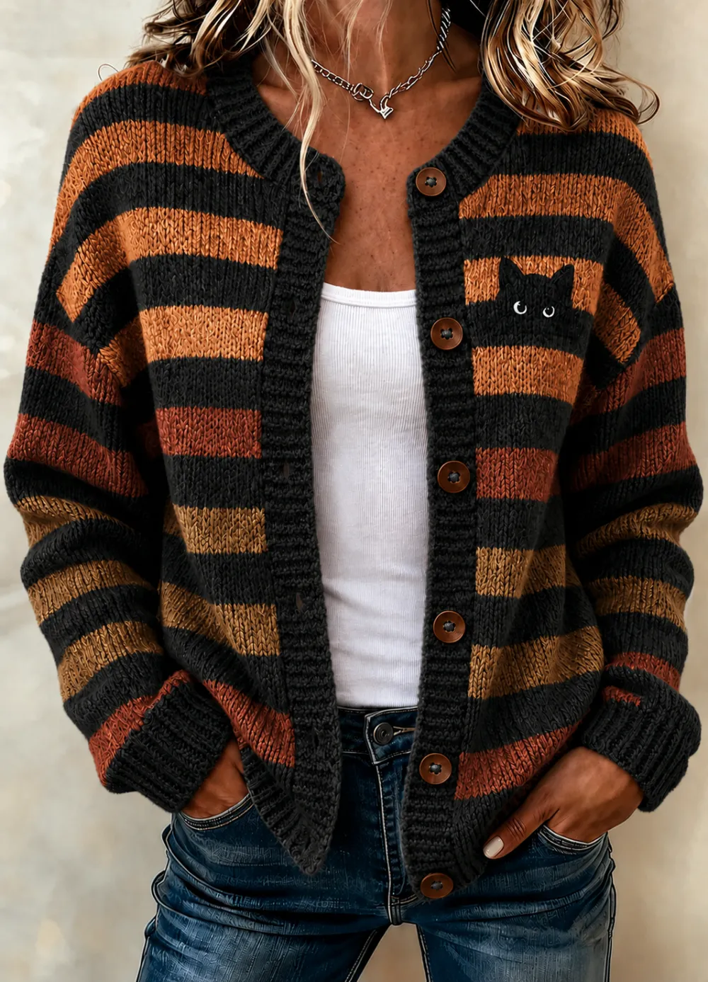 Kendra | Strickjacke mit Streifenmuster – Produktansicht 1